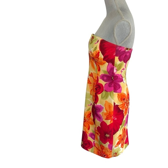 David Meister Floral Strapless Embellished 100% Silk Cocktail Dress Sz 4 - Picture 3 of 15